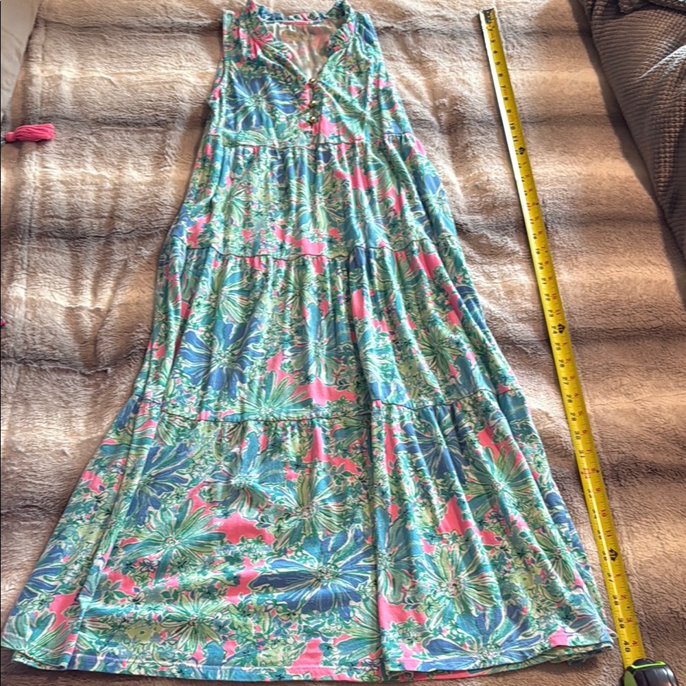 Lilly Pulitzer girls size L- Floral Maxi Dress - Blue and Pink